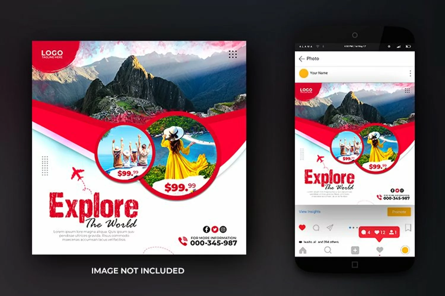 Adventure Travel and Tours Explore Social Media Post Design product image 1