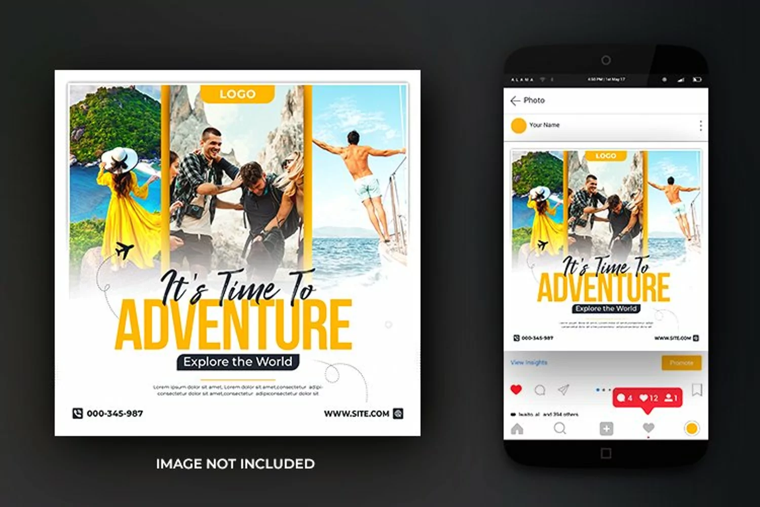 Adventure Travel and Tours Post Flyer Banner Design Template product image 1