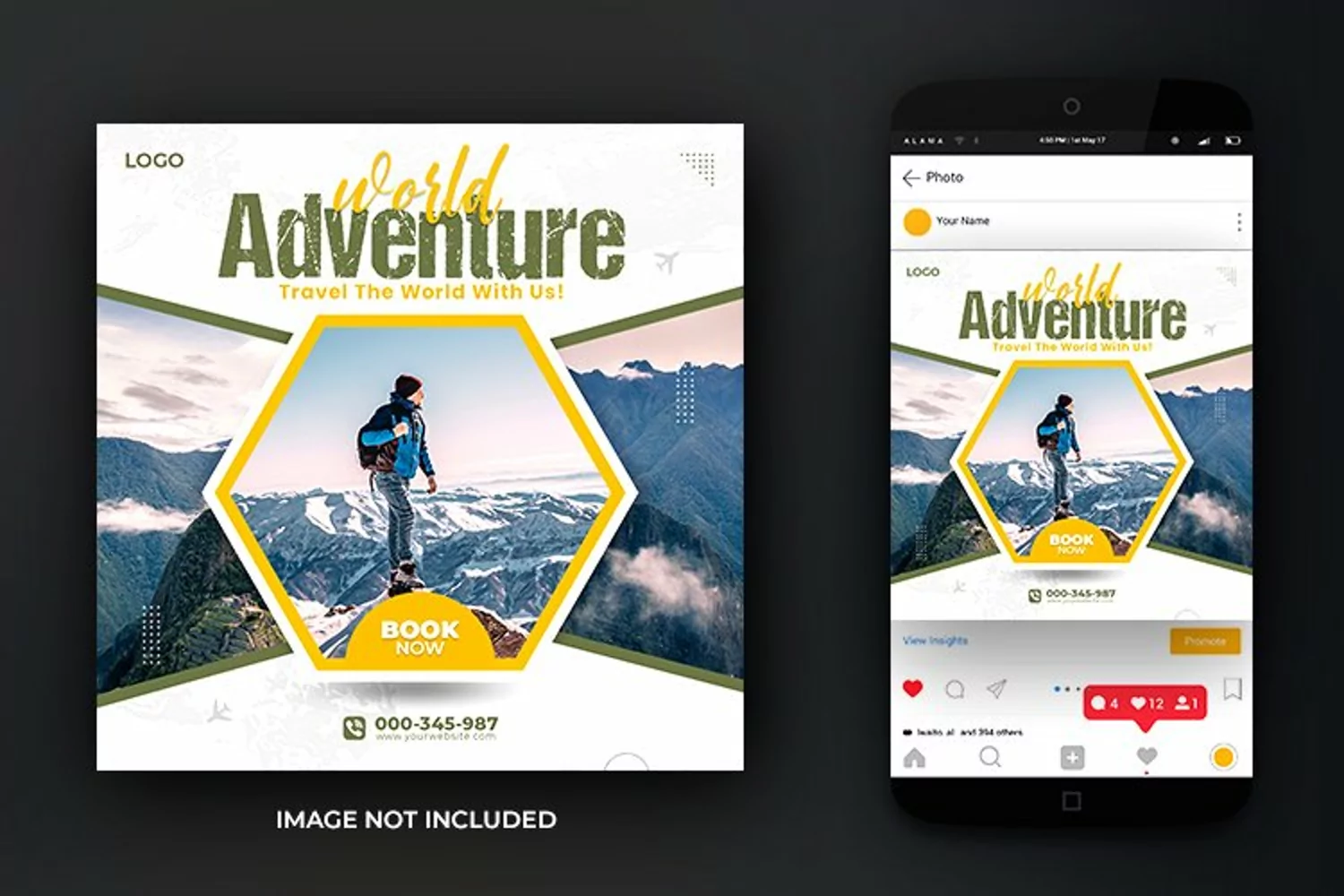 Adventure Travel Dream Vacation Holiday Post Design Template product image 1
