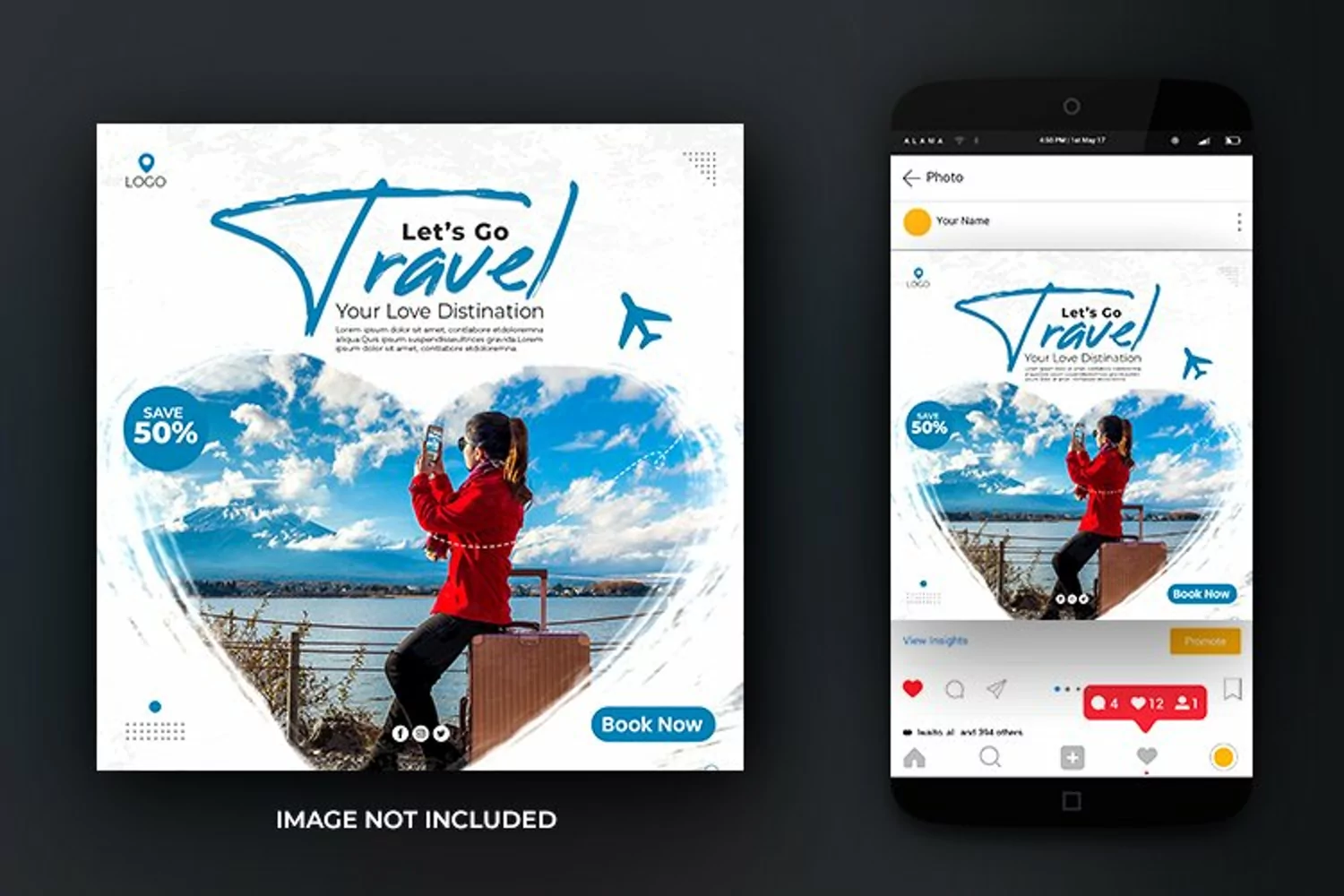 Adventure Travel Love Dream the World Instagram Post Design product image 1