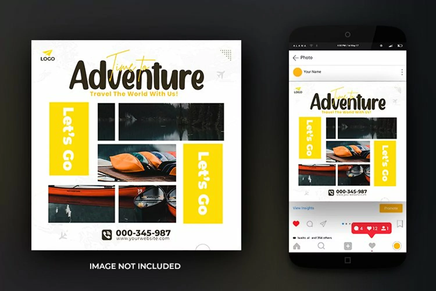 Adventure Travel Tour Dream Destination Post Design Template product image 1