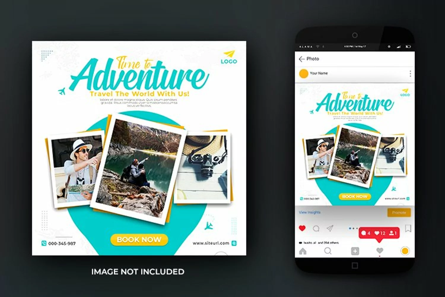 Adventure Travel Tour Dream Destination Post Design Template product image 1