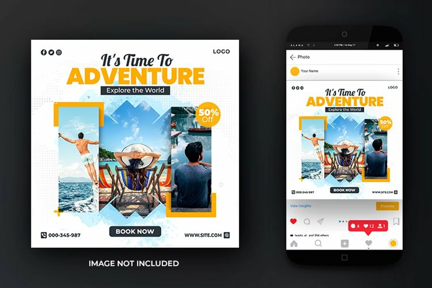 Adventure World Travel and Tours Instagram Post Template product image 1