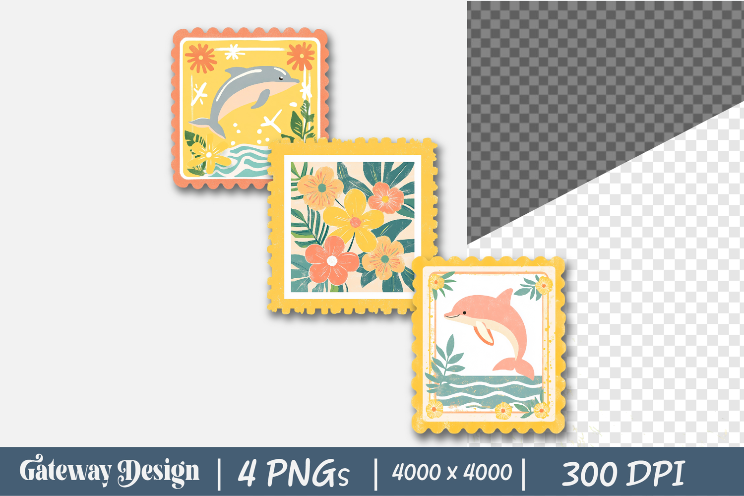 Aesthetic Summer Postage Stamp Clipart product image 1