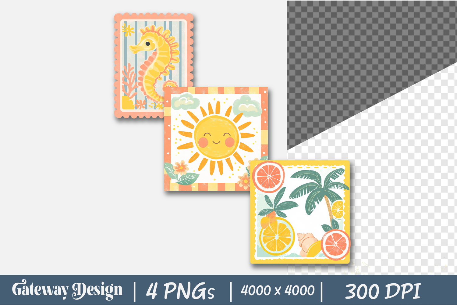 Aesthetic Summer Postage Stamp Clipart product image 1