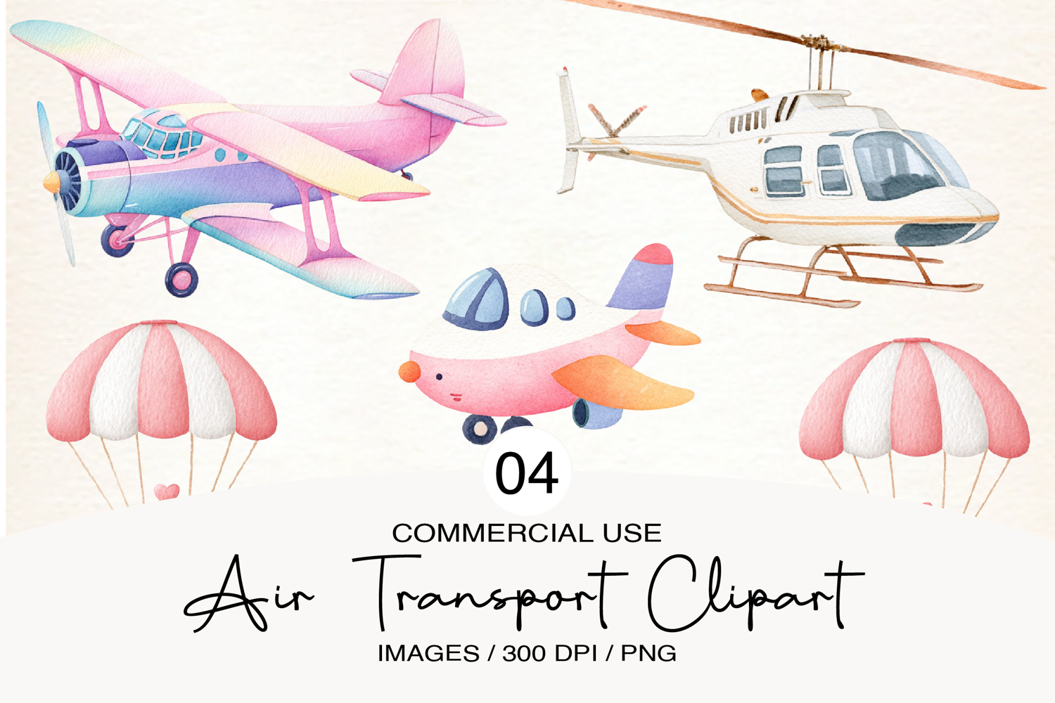 Air transport watercolor clipart product image 1
