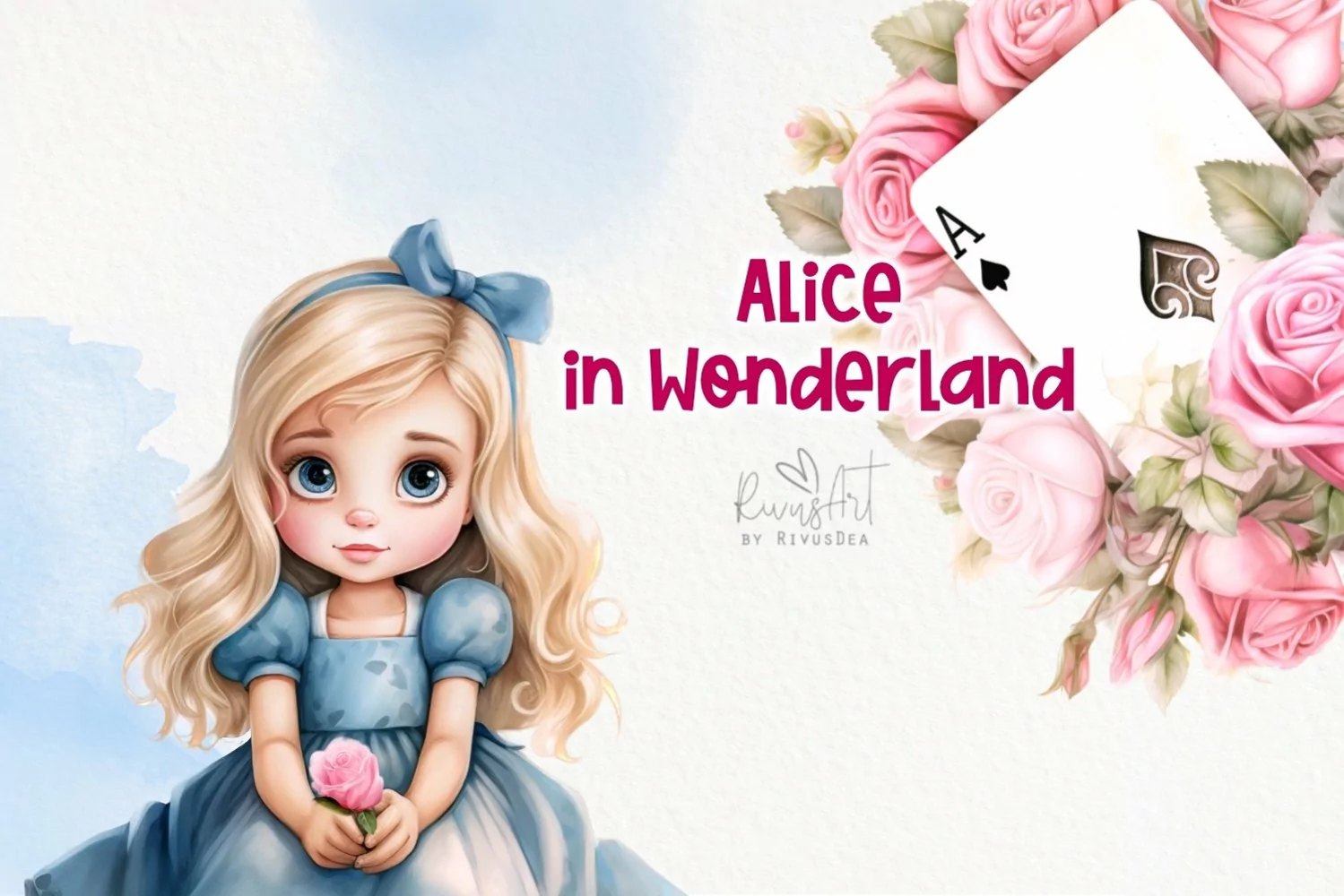 Alice in Wonderland PNG Clipart. Watercolor Alice Mad Hatter product image 1