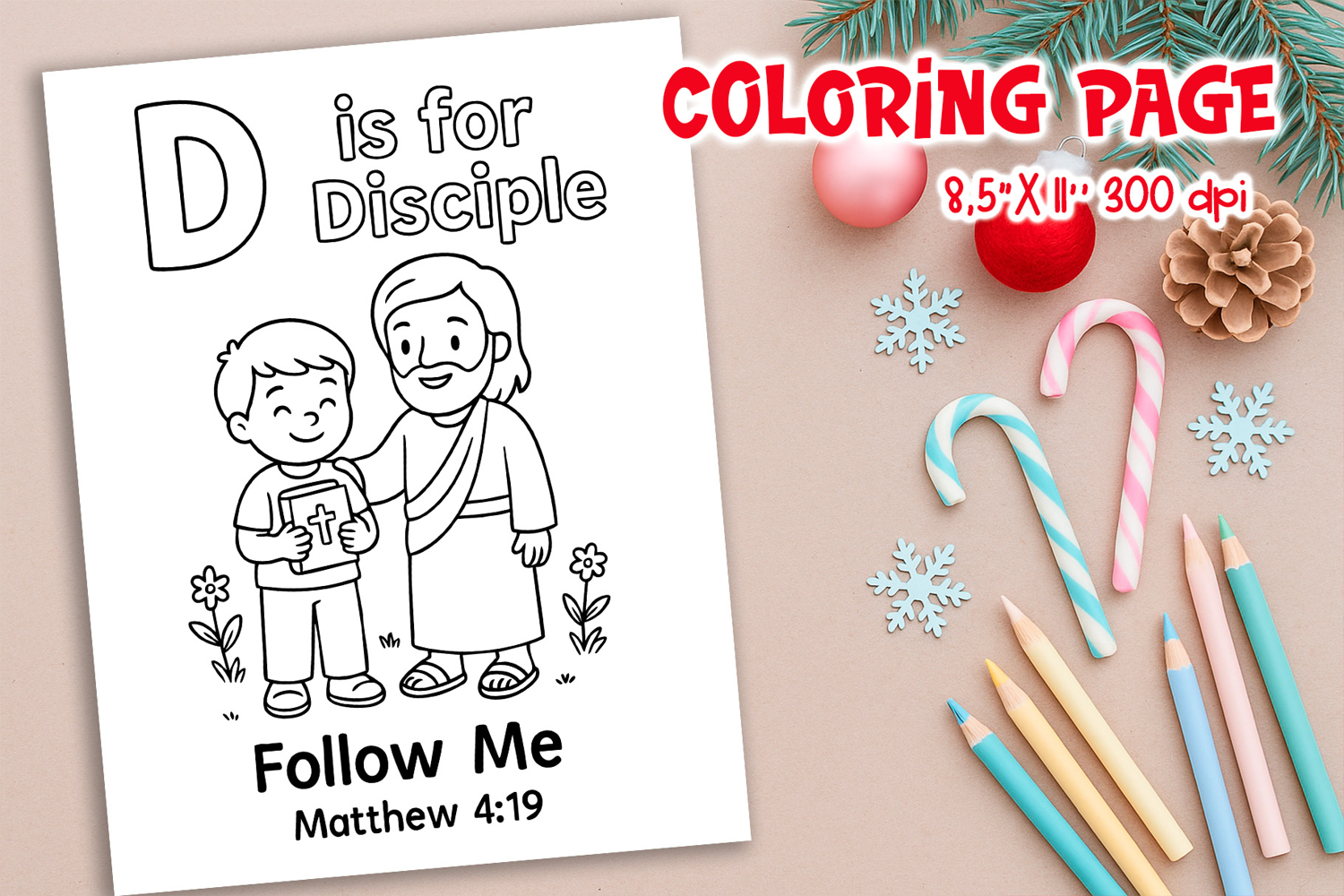 Christian Alphabet Coloring Page | D is for Disciple product image 1