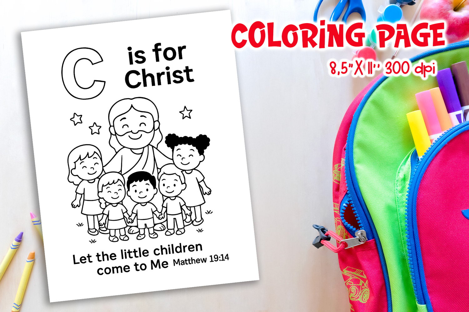 Christian Alphabet Coloring Page | C is for Christ product image 1
