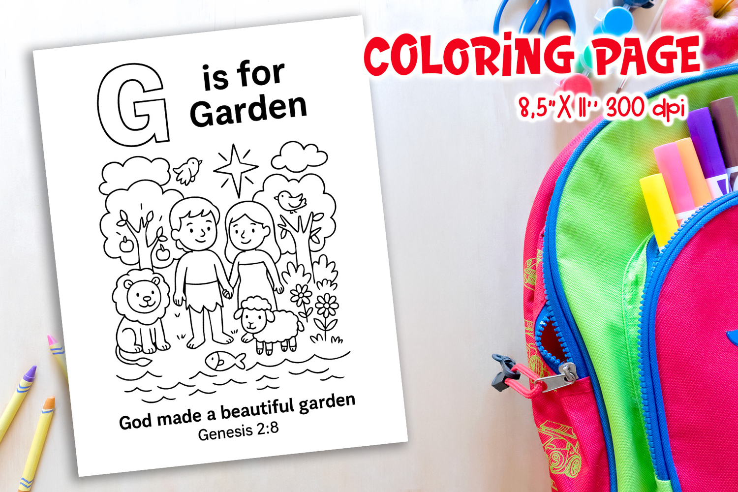 Christian Alphabet Coloring Page | G is for Garden product image 1
