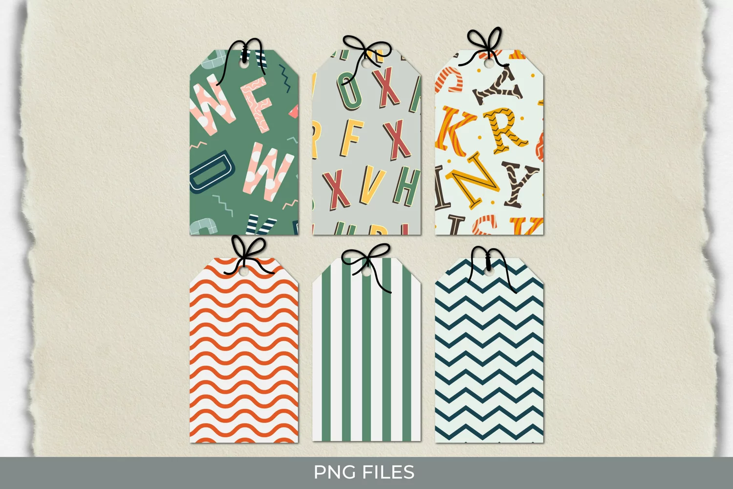 Alphabet with Vintage Color Seamless Pattern Shaped Tag product image 1