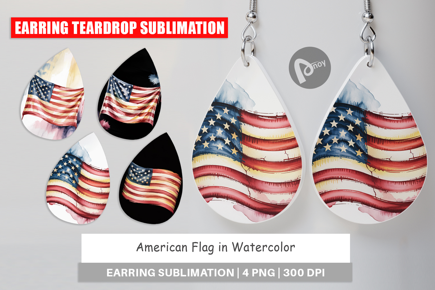 Earring Watercolor American Flag product image 1