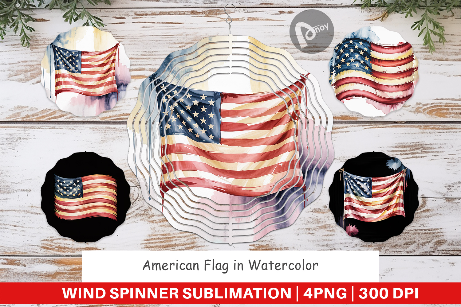Wind Spinner Watercolor American Flag product image 1