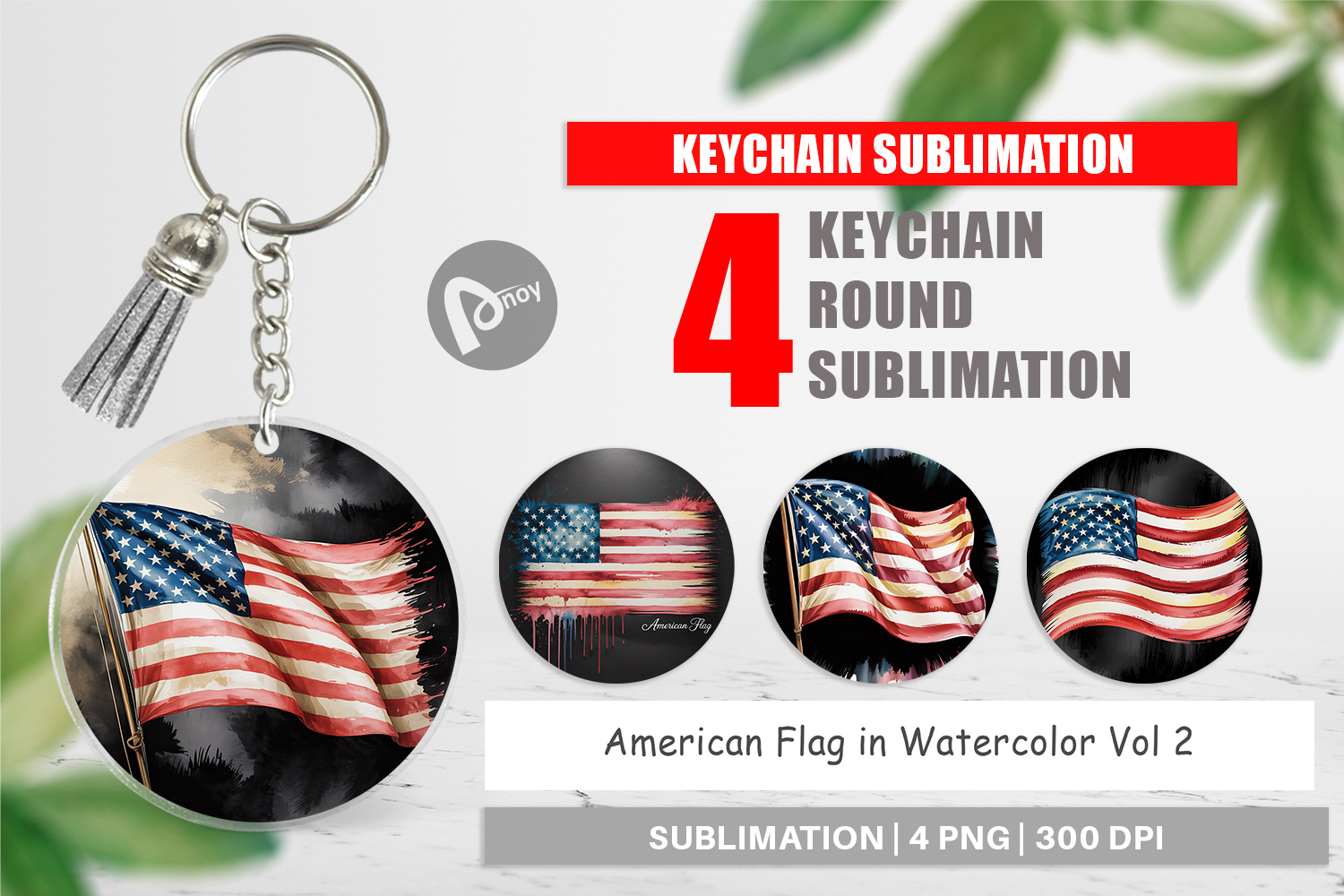 Keychain Watercolor American Flag product image 1