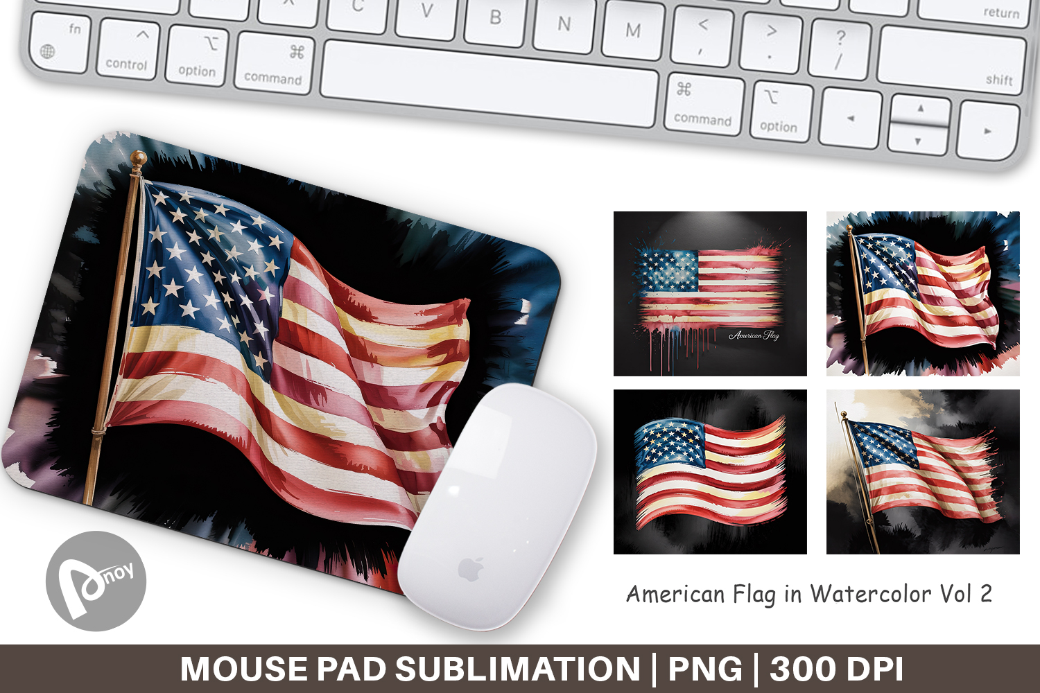 Mouse Pad Watercolor American Flag product image 1