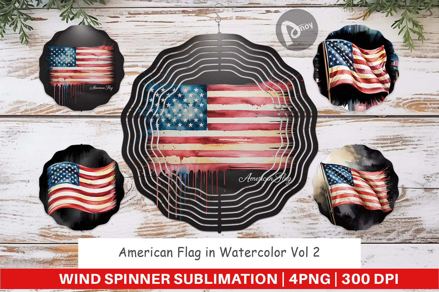 Wind Spinner Watercolor American Flag product image 1