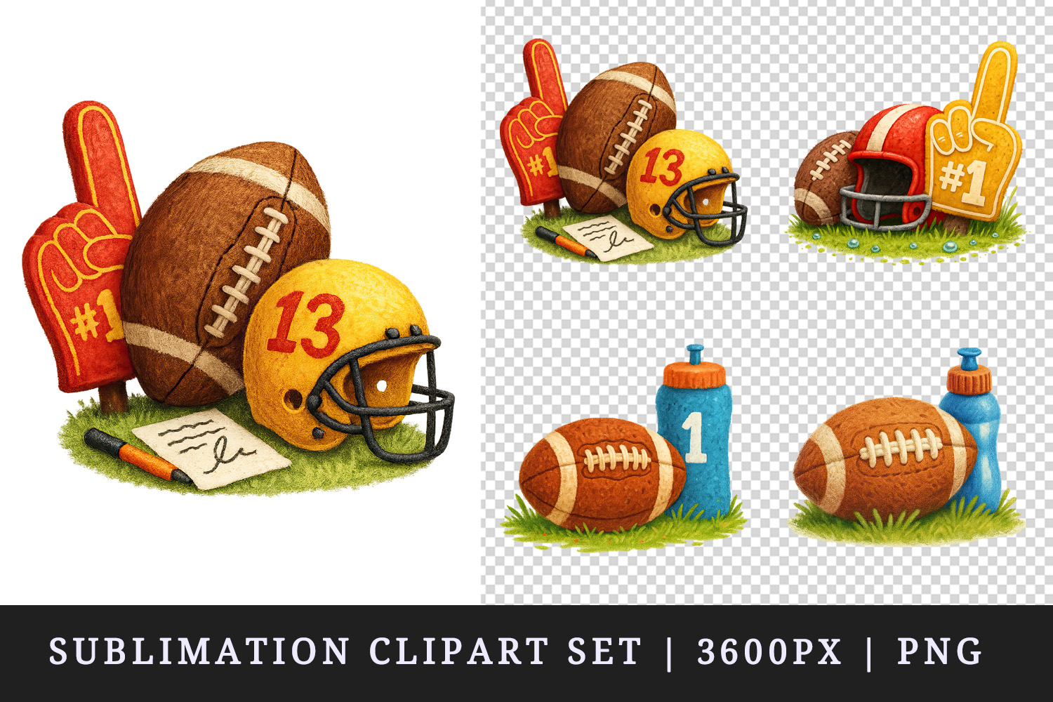 American football clipart printable sublimation design png product image 1