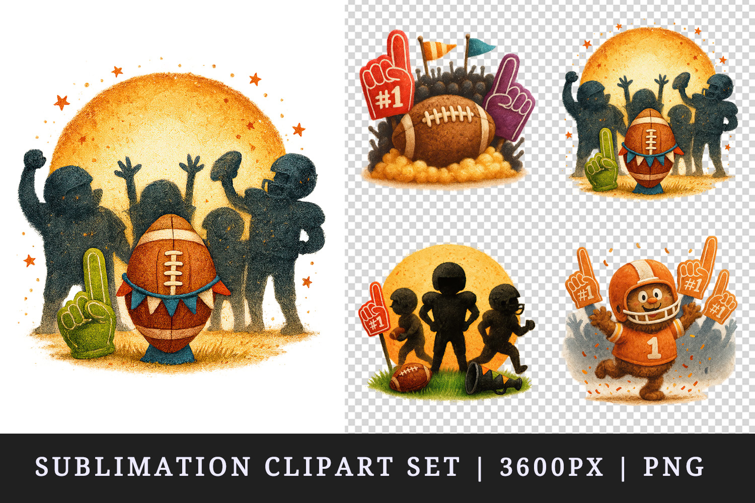 American football clipart printable sublimation design png product image 1