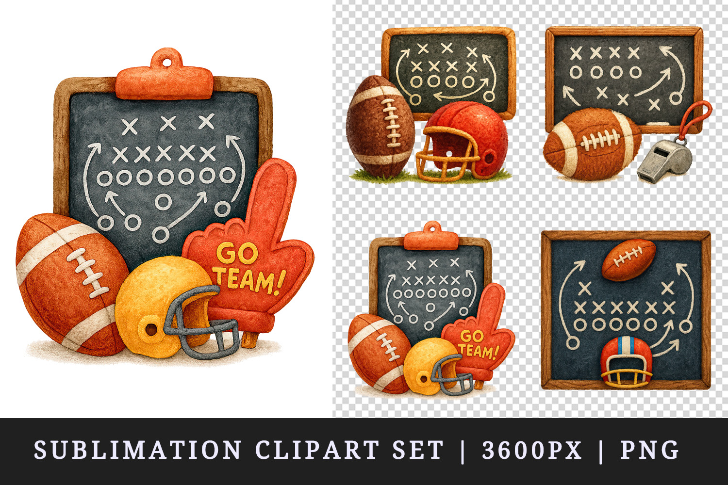 American football clipart printable sublimation design png product image 1