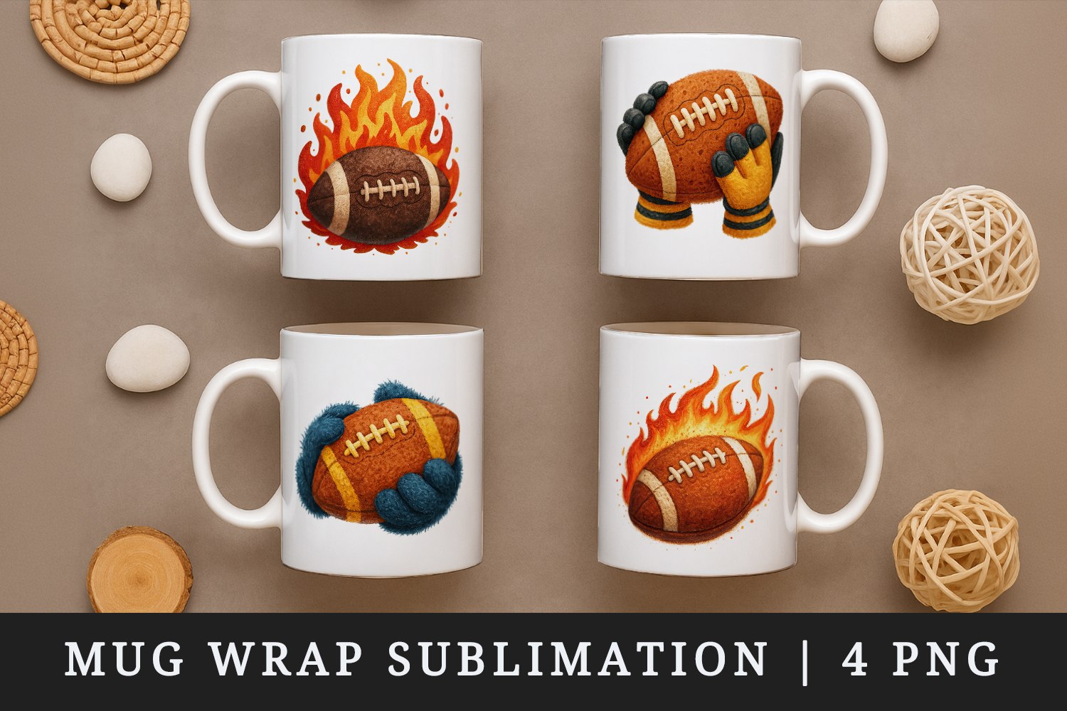 American football mug wrap printable sublimation design product image 1