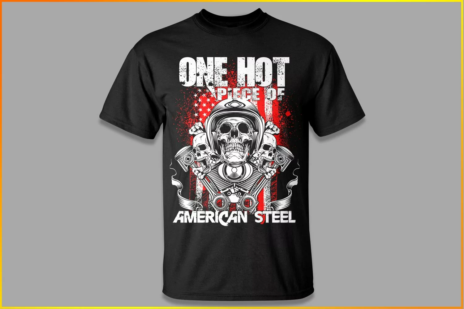 American steel | motorcycle design| skull vector| engine product image 1