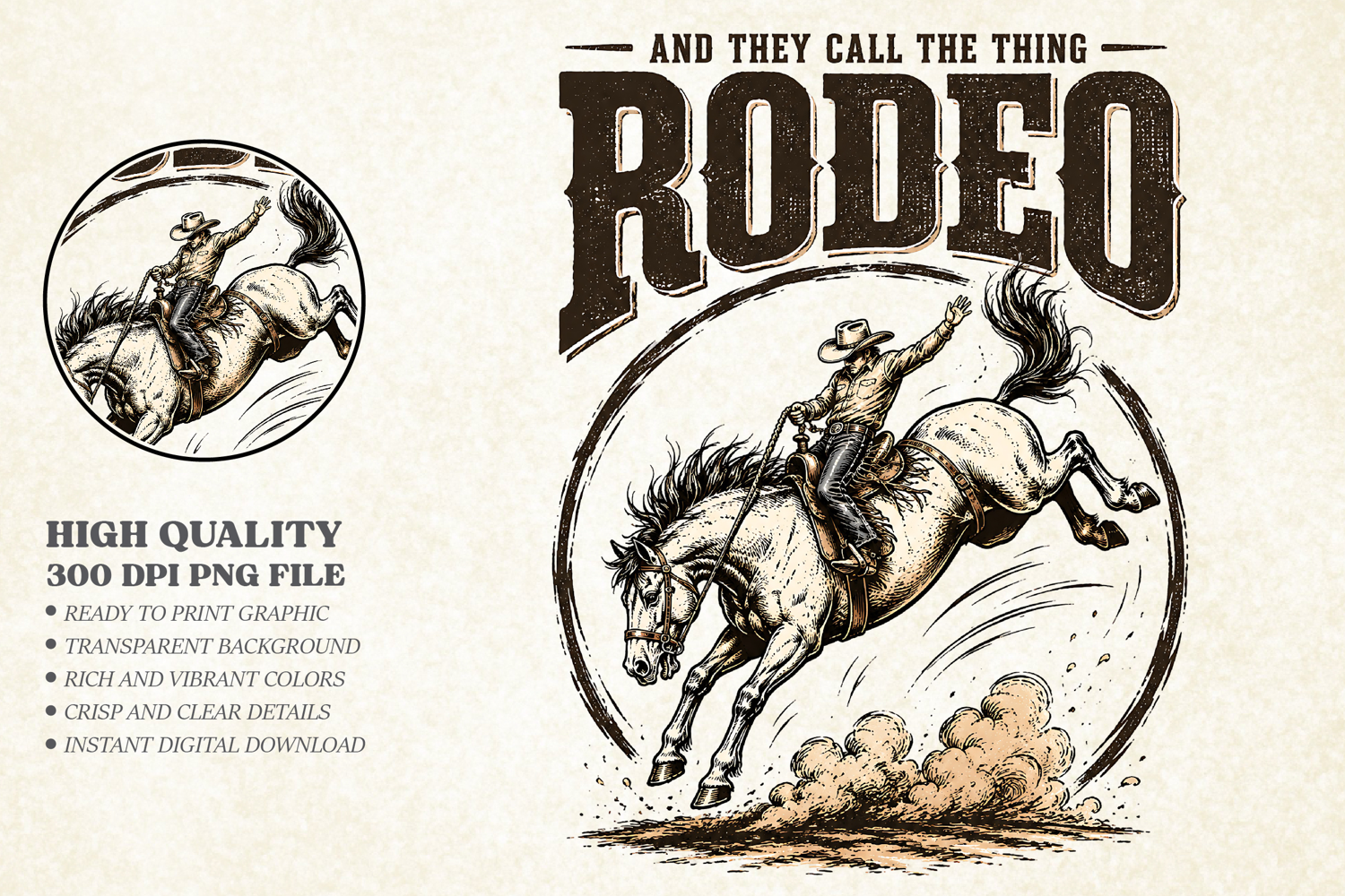 And They Call The Thing Rodeo PNG, Vintage Western Graphic product image 1