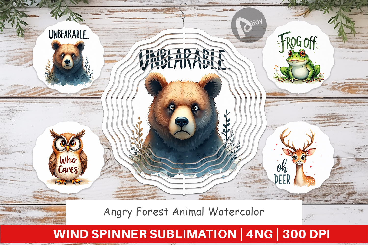 Angry Forest Animal Art Wind Spinner product image 1