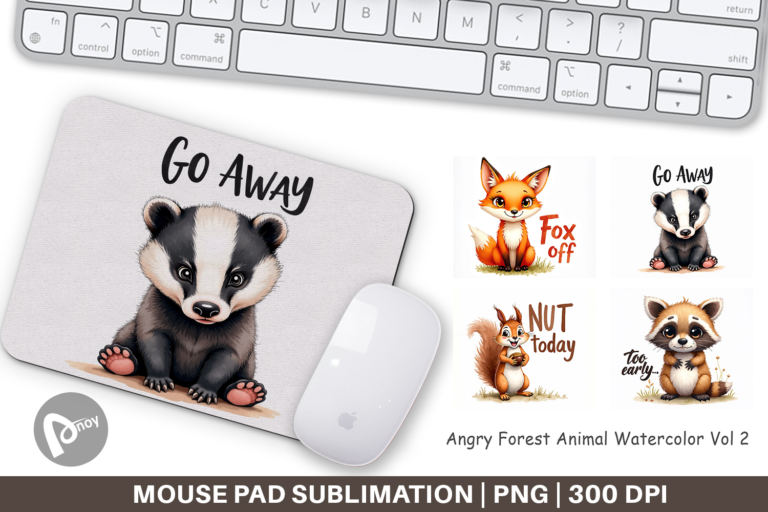 Angry Forest Animal Art Mouse Pad product image 1