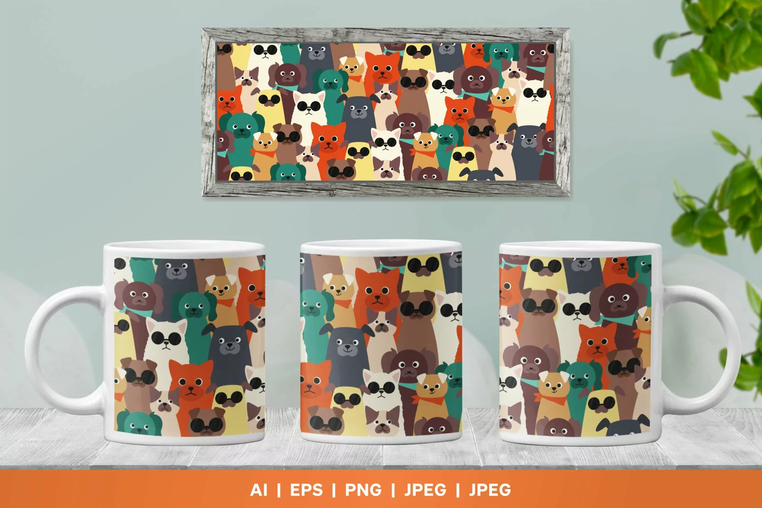 Spy Dogs Among The Crowd Seamless Mug Wrap product image 1