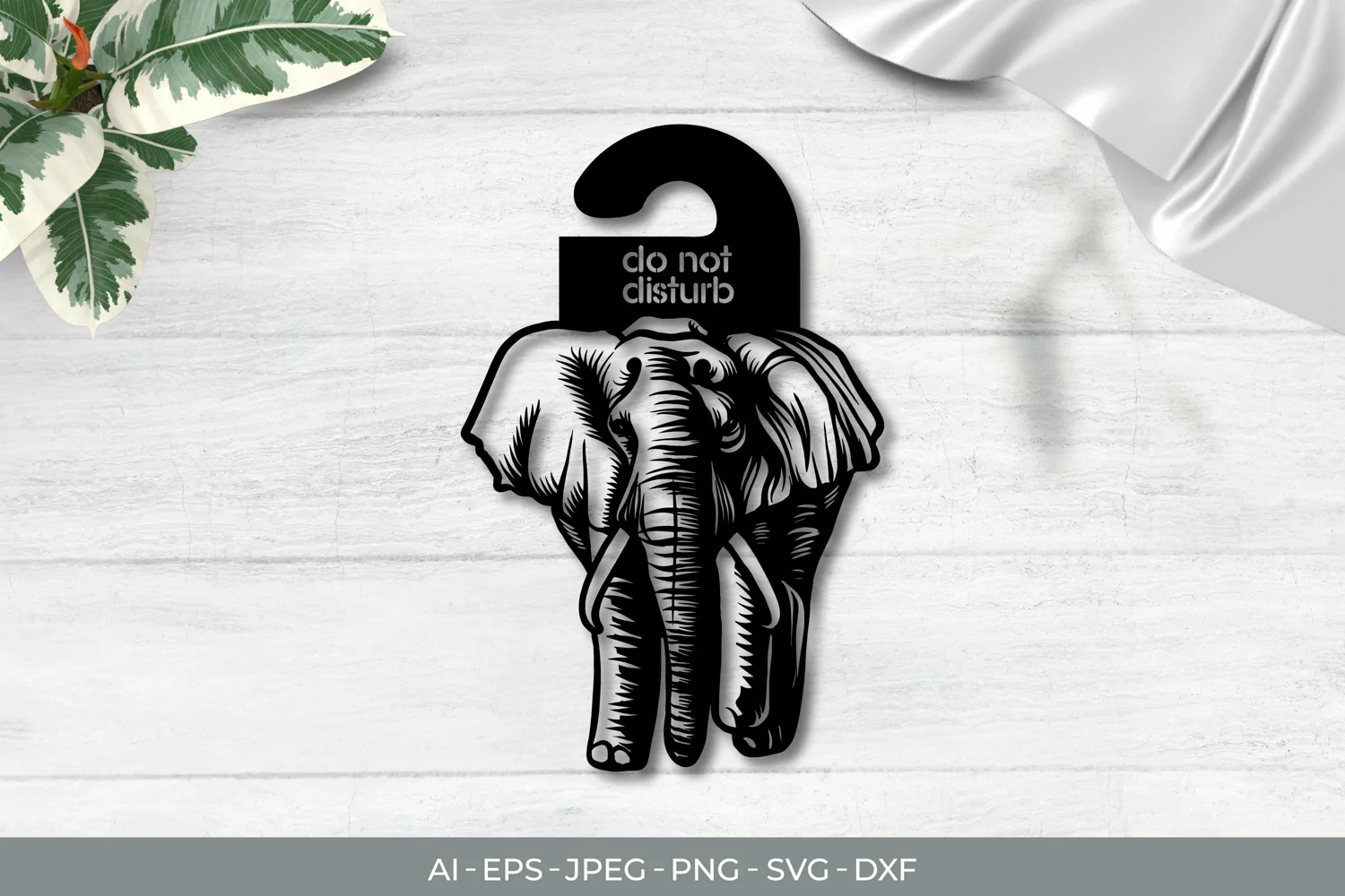 Elephant Door Tag - Do Not Disturb SVG File product image 1