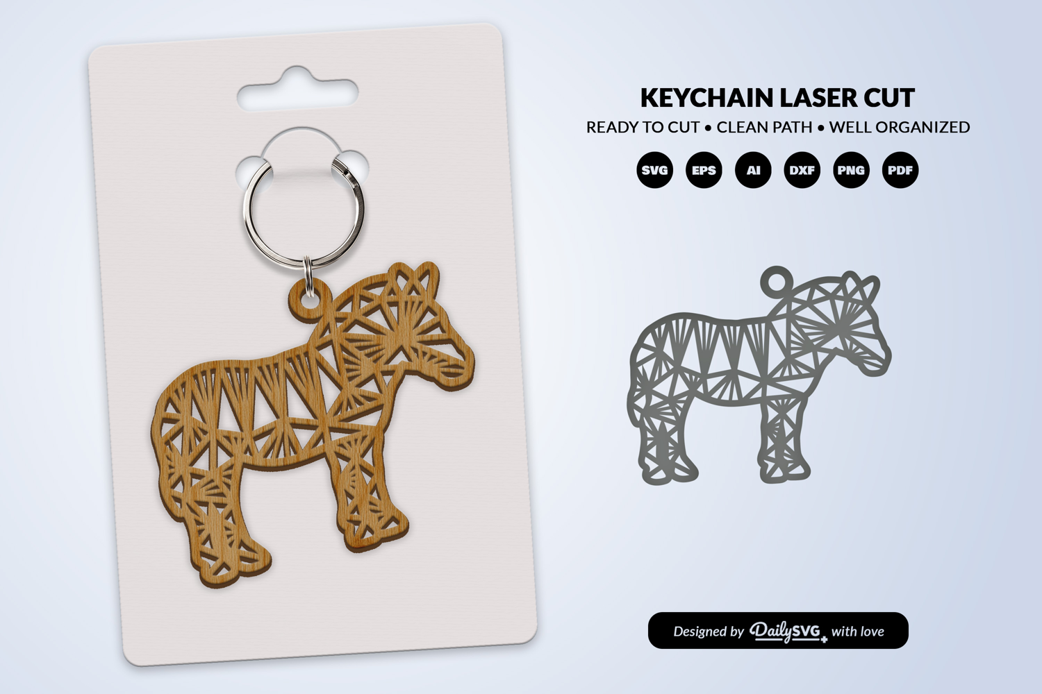 Geometric Savana Animal Keychain Laser Cut SVG product image 1