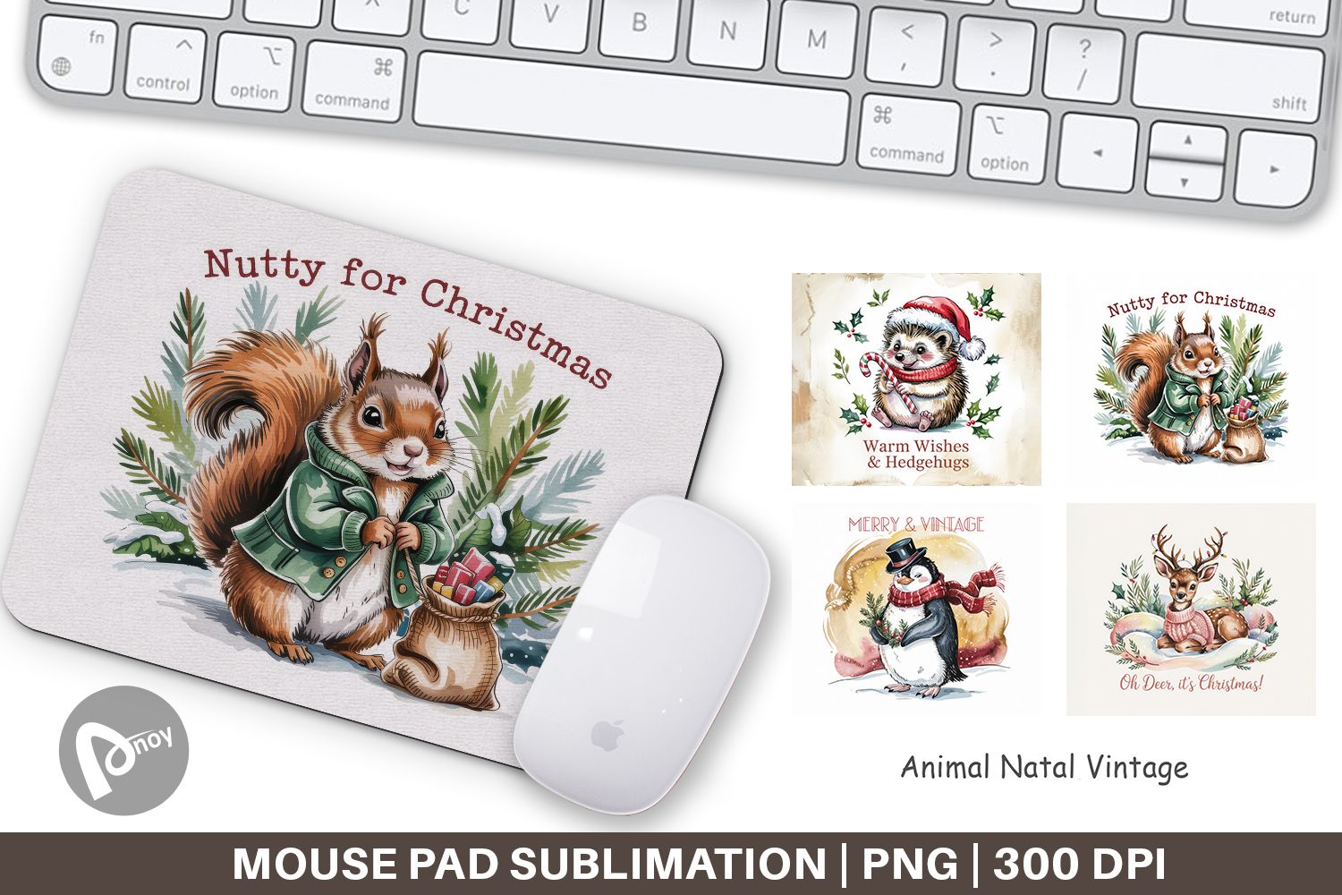 Mouse Pad Vintage Christmas Animal product image 1