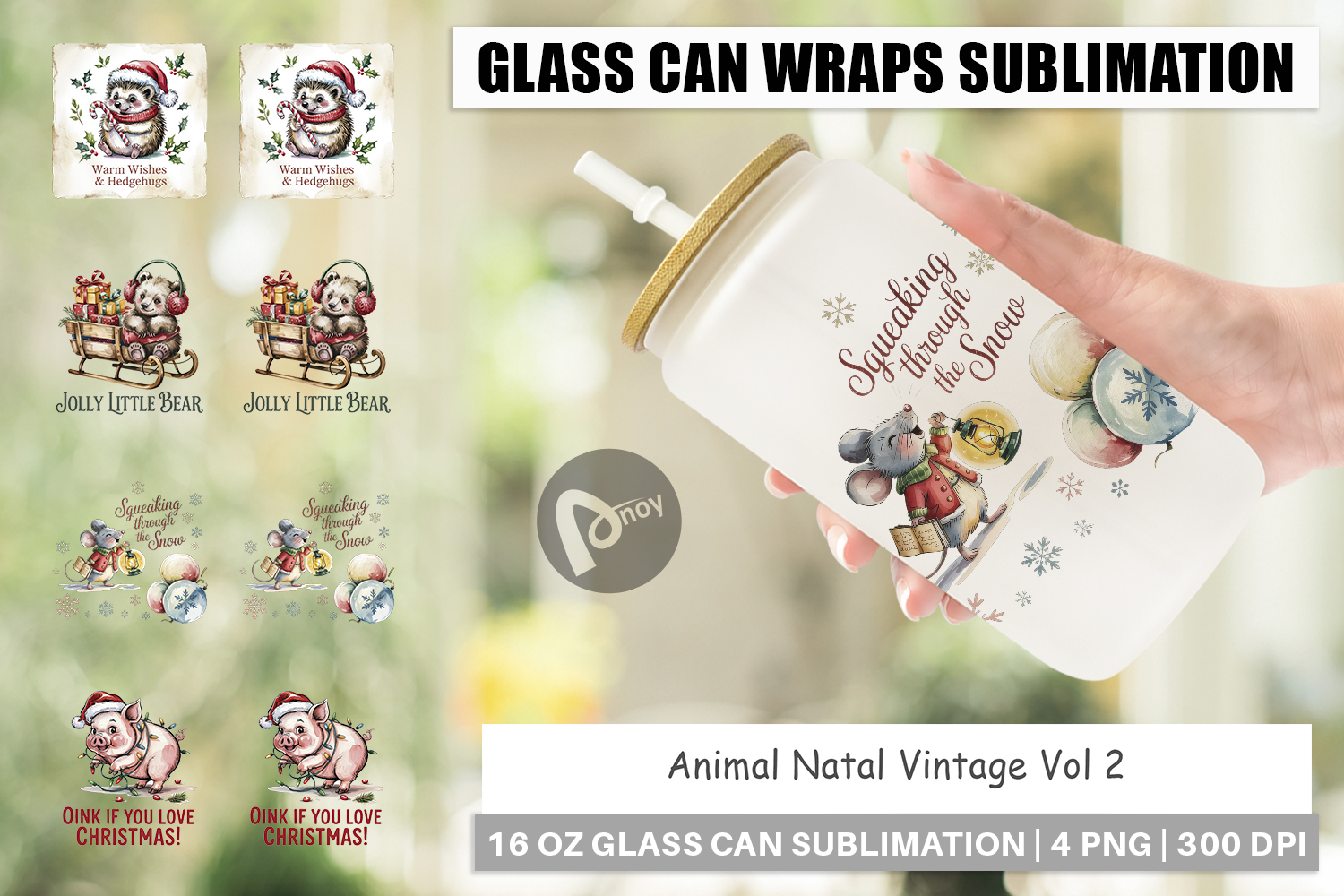 Glass Can Vintage Christmas Animal product image 1