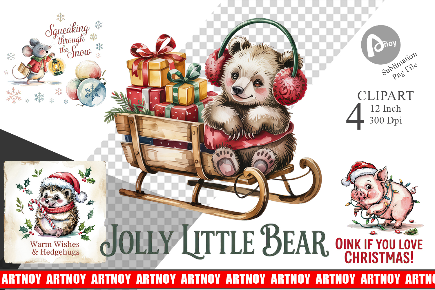 Vintage Christmas Animal Clipart product image 1