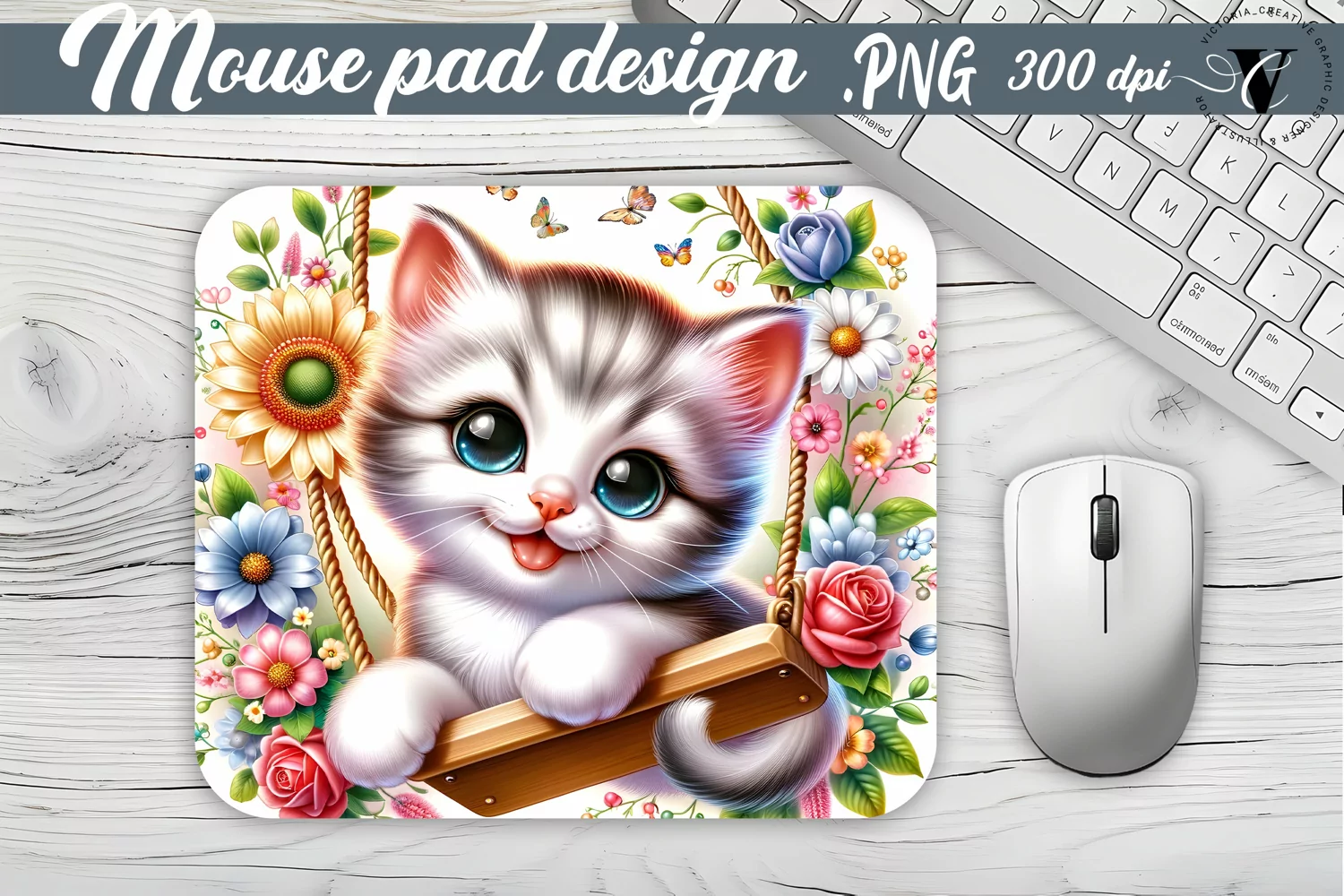 Mouse Pad | Cute Animals on swings product image 1