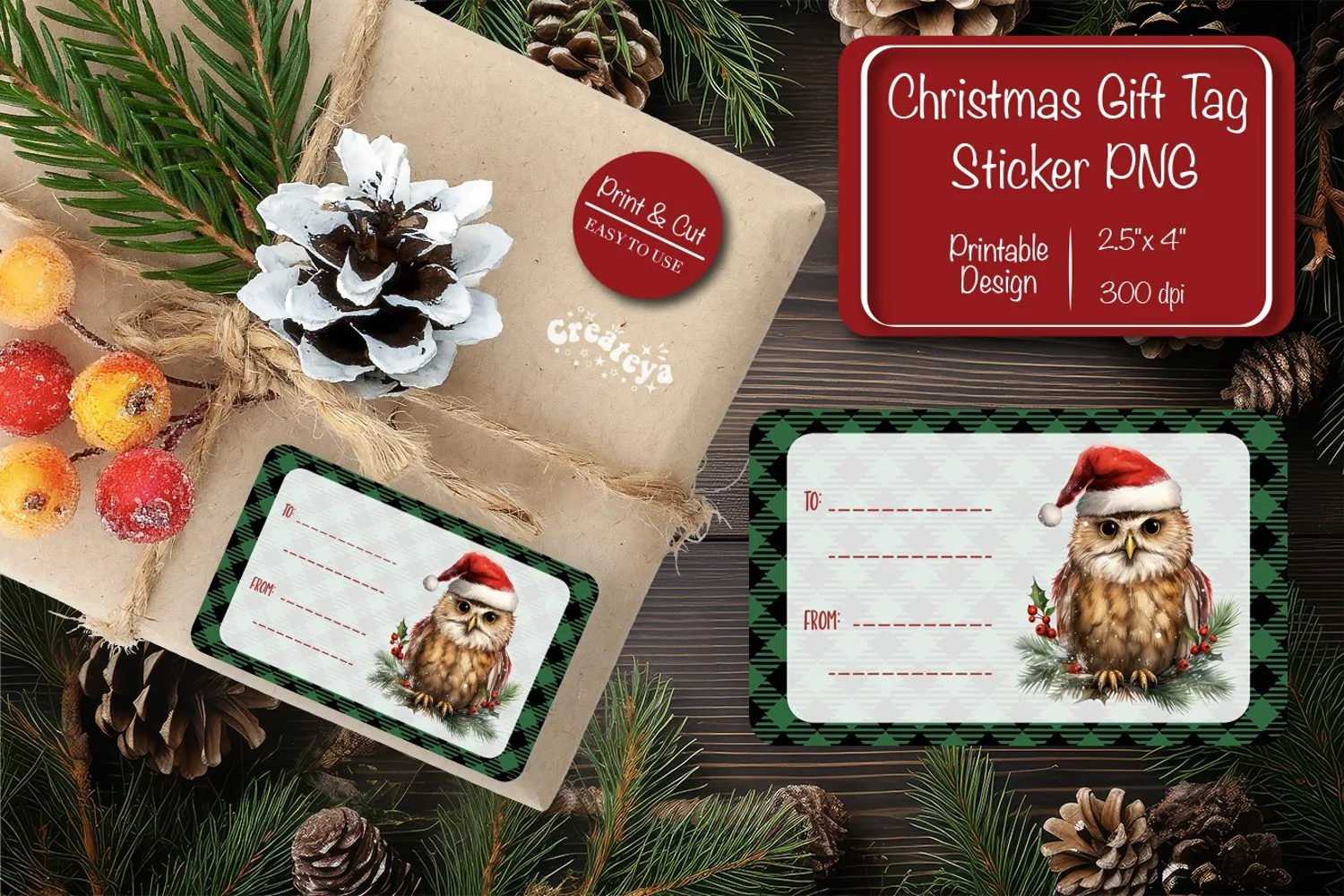 Christmas Gift Tag Stickers Christmas tag printable PNG product image 1
