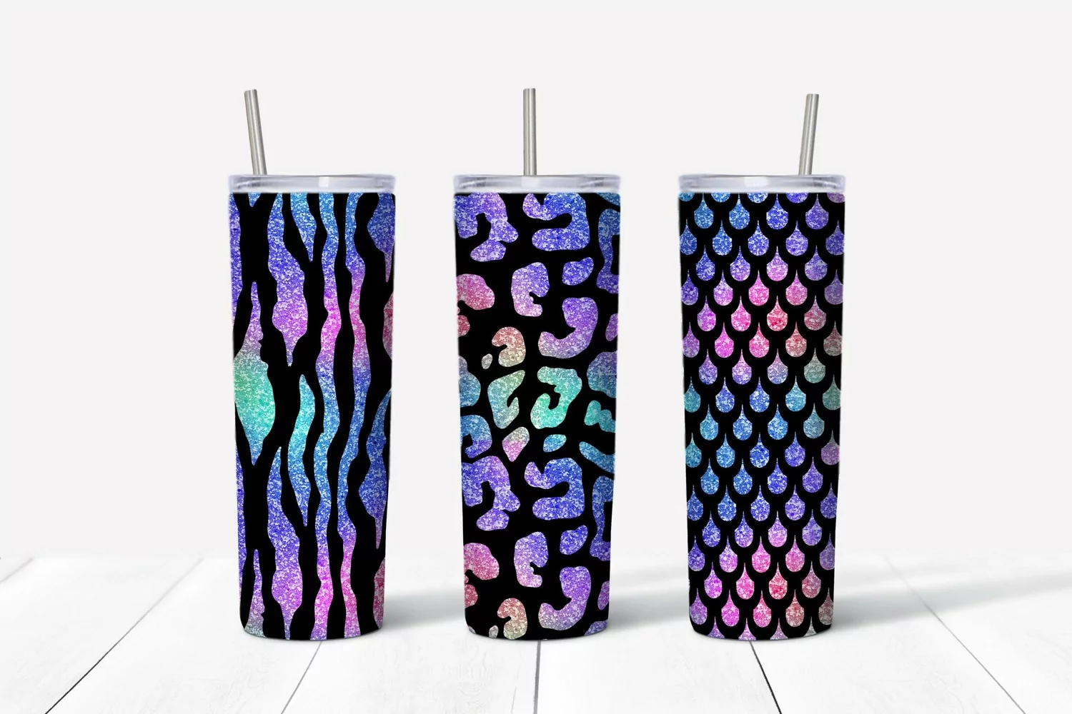 Animals rainbow sublimatio Skinny tumbler wrap design