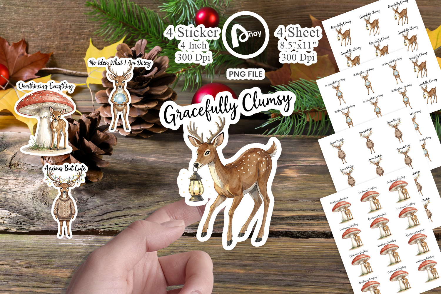 Anxious Fawn Forest Hygge Sticker product image 1