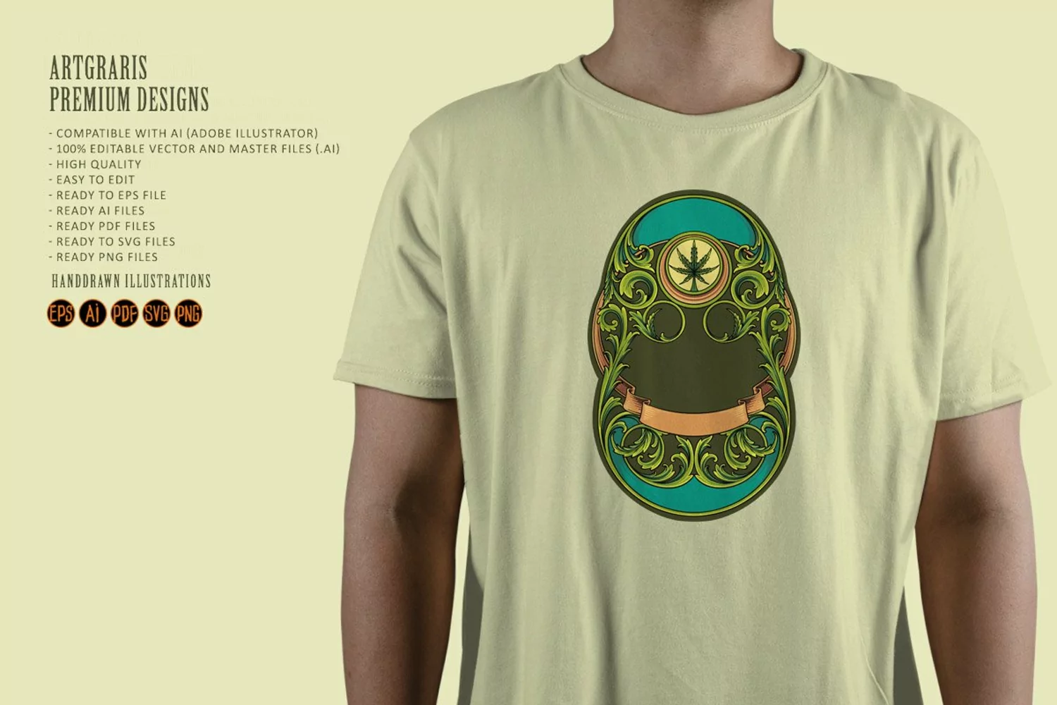 Art Nouveau frame cannabis leaf vintage beauty product image 1