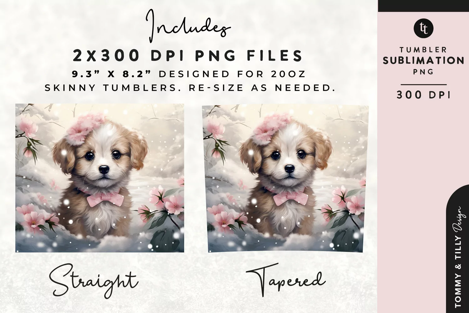 Christmas Snowy Animal Dog Tumbler Wrap PNG Sublimation product image 1