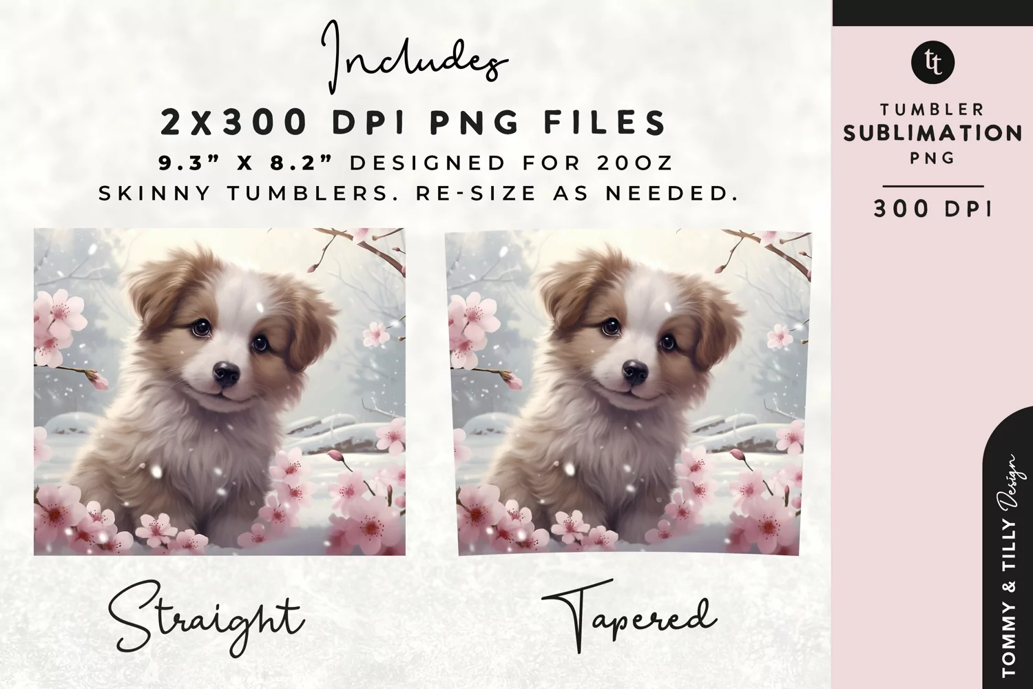 Christmas Snowy Animal Dog Tumbler Wrap PNG Sublimation product image 1