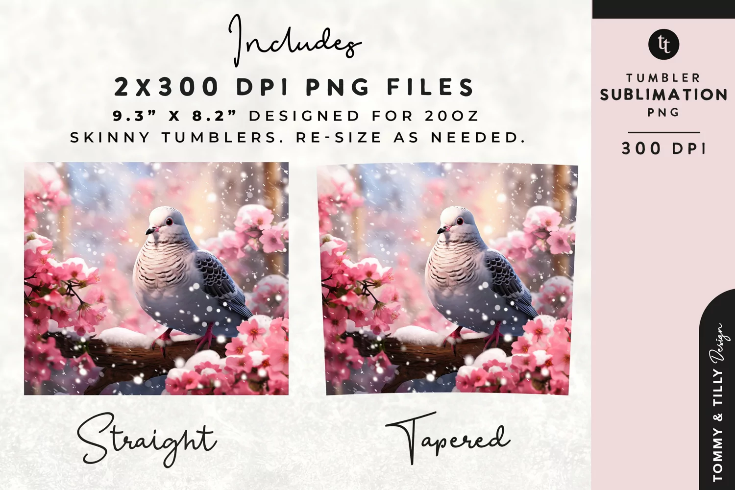 Christmas Snowy Animal Pigeon Tumbler Wrap PNG Sublimation product image 1