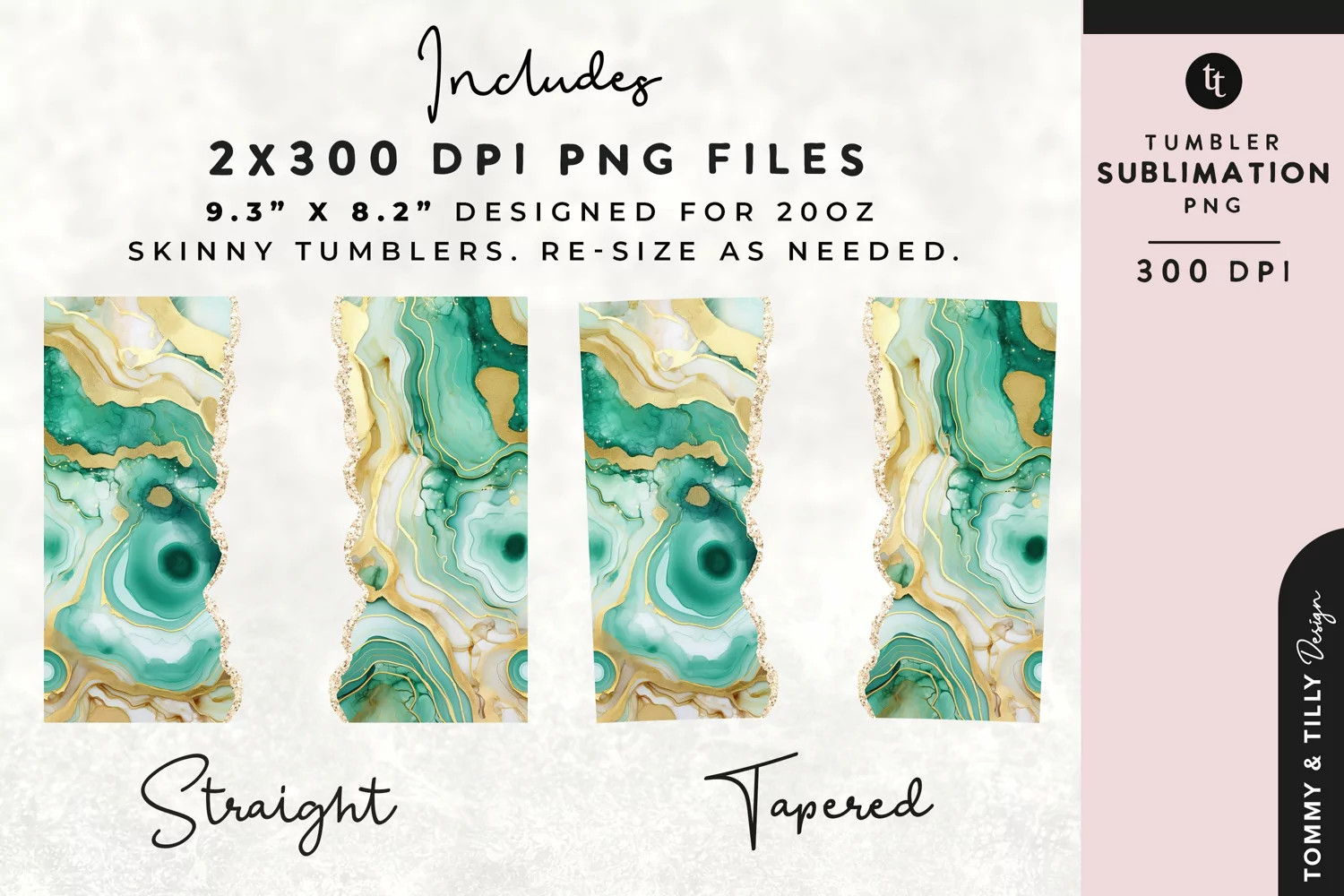 Personalised Name Tumbler Wrap PNG Sublimation | Marble product image 1