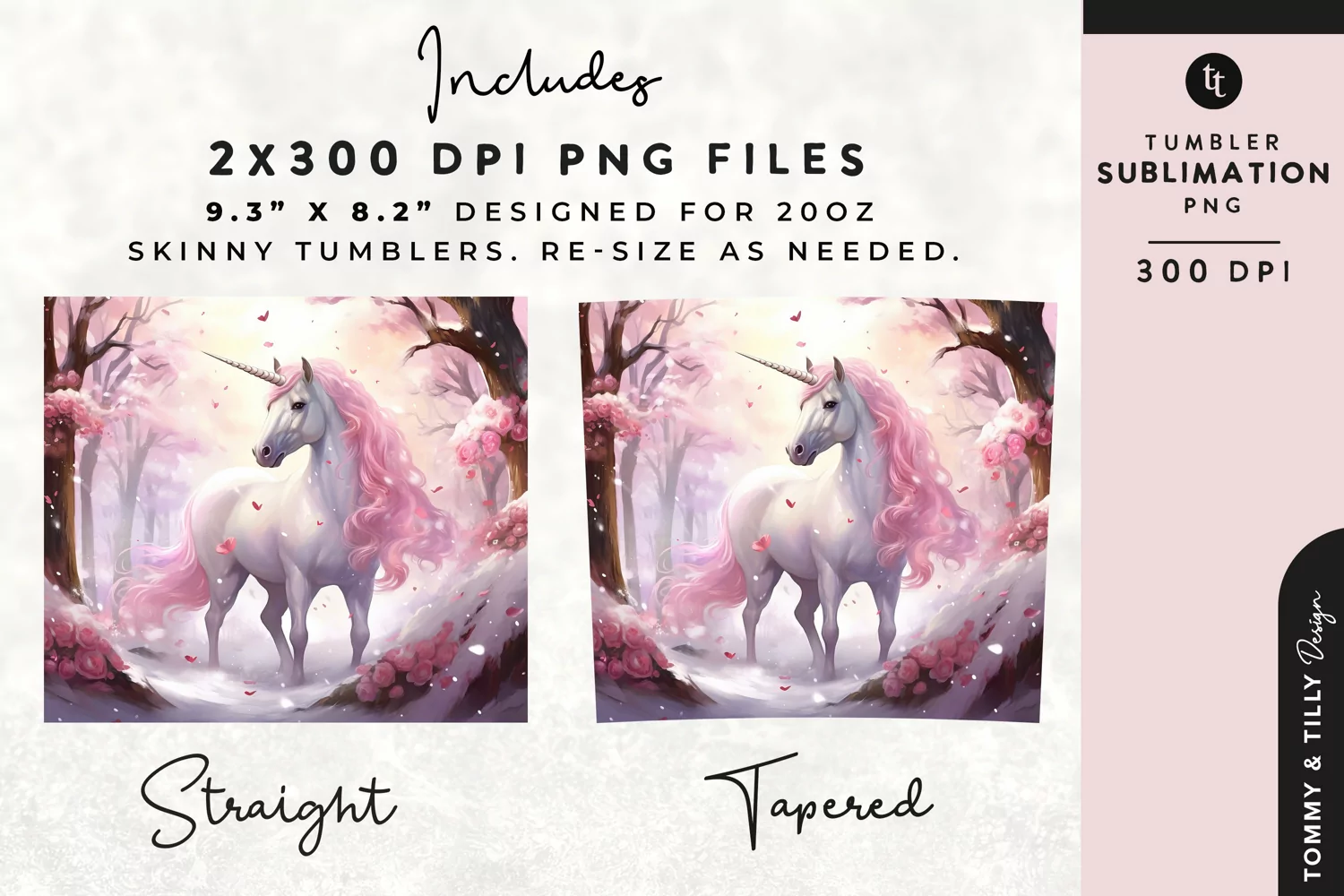 Christmas Snowy Animal Unicorn Tumbler Wrap PNG Sublimation product image 1