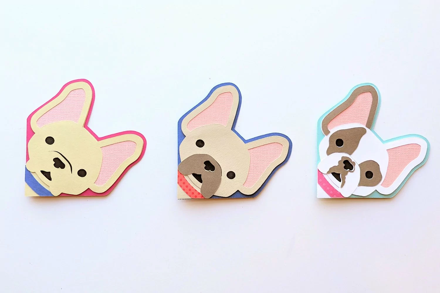 French Bulldog Face Papercut Corner Bookmark SVG