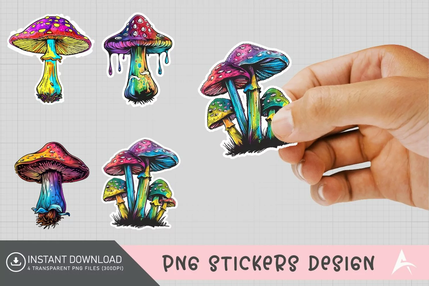 Mushroom Sticker Clipart,Boho Mushroom Sticker Clipart product image 1