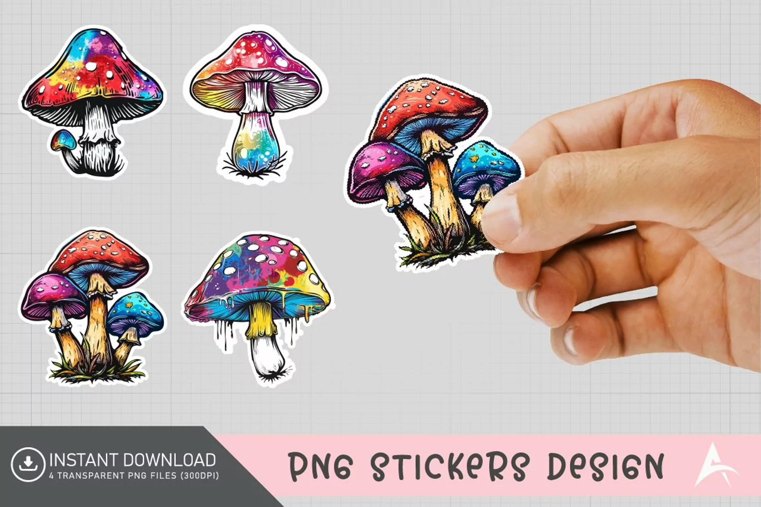Mushroom Sticker Clipart,Boho Mushroom Sticker Clipart product image 1