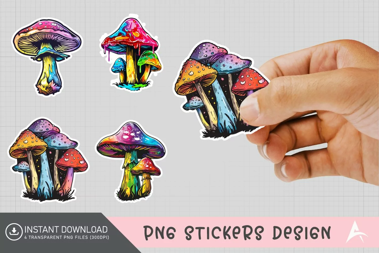 Mushroom Sticker Clipart,Boho Mushroom Sticker Clipart product image 1