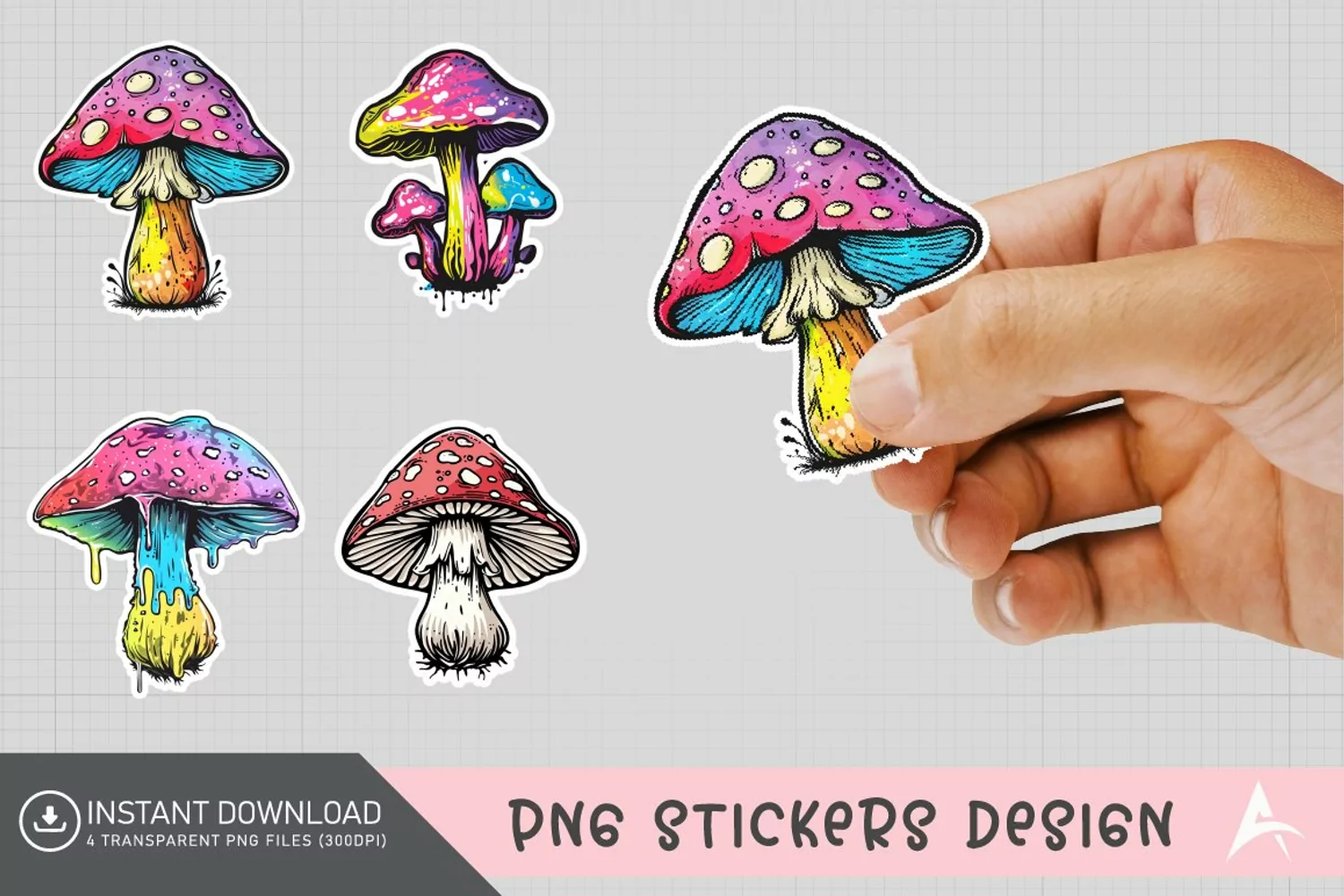 Mushroom Sticker Clipart,Boho Mushroom Sticker Clipart product image 1