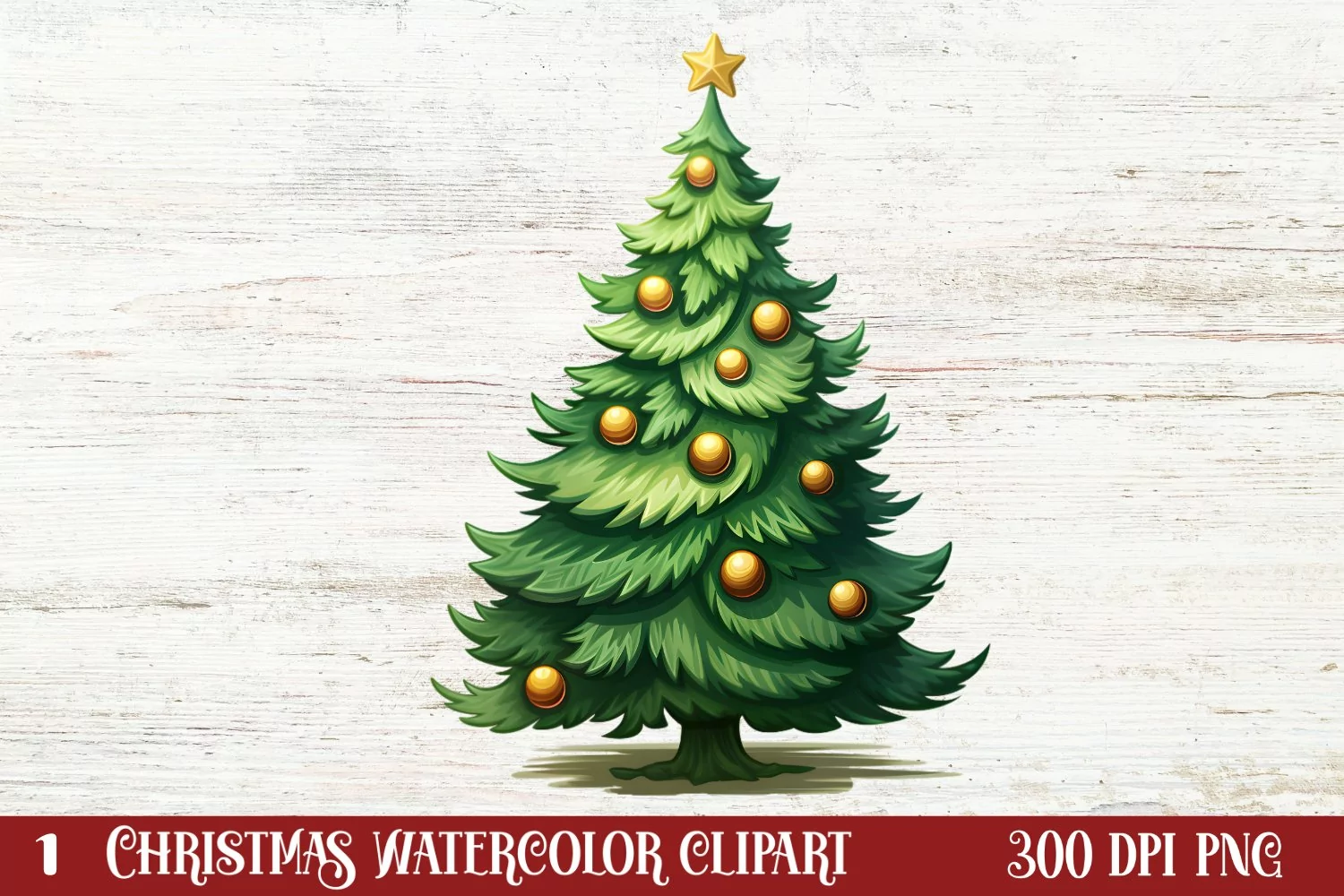 Watercolor Christmas tree clipart, Christmas tree Clipart product image 1